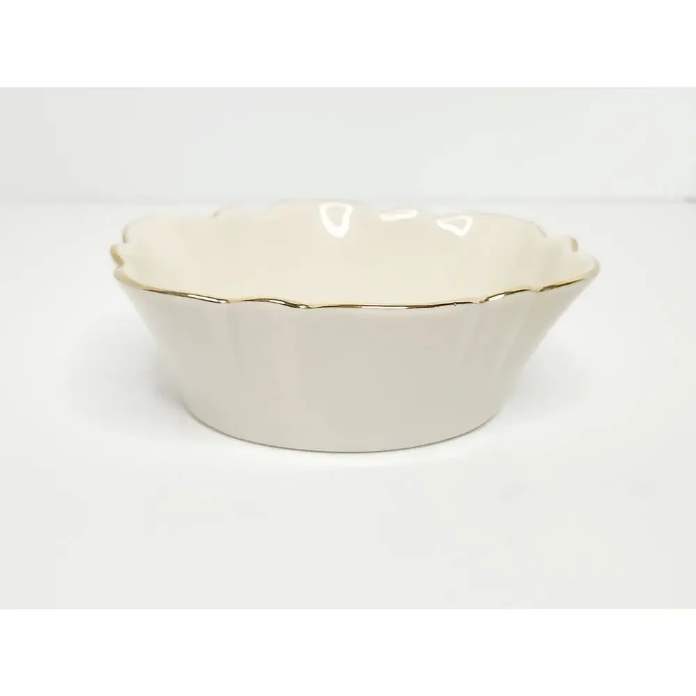 Lenox Holiday Merry Bowl Oval Fluted Dish Holly Christmas Candy Nut Dish